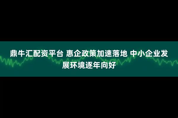 鼎牛汇配资平台 惠企政策加速落地 中小企业发展环境逐年向好